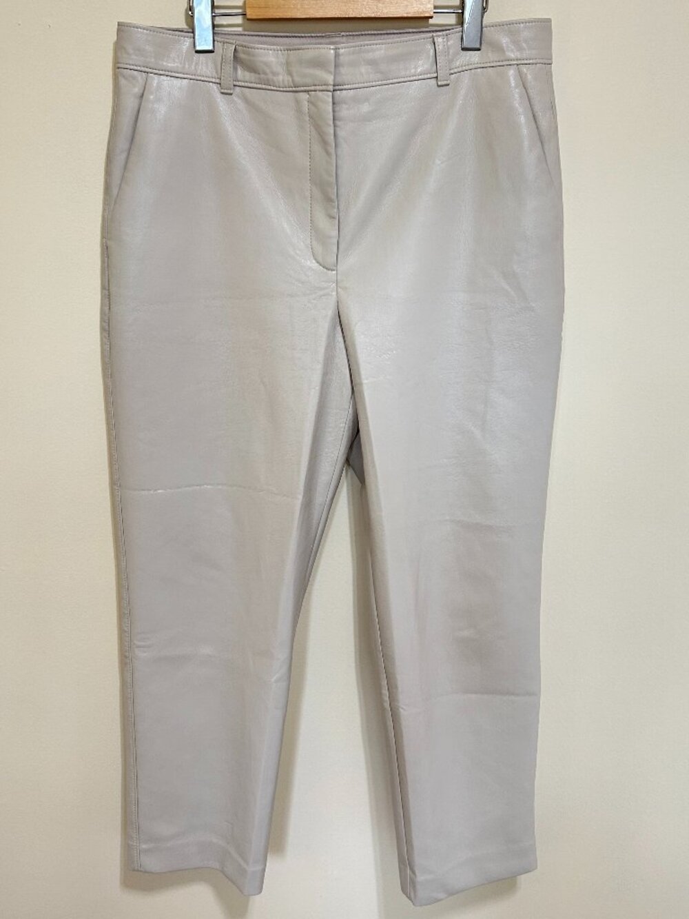 Aritzia Babaton Cropped Vegan Leather Pants Cream Size 14